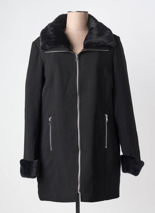 Palton lung croială cambrată fără glugă negru C.MISSARO femme