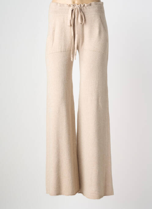 Pantalon evazat talie elastică mărime normală bej LAUREN VIDAL femme