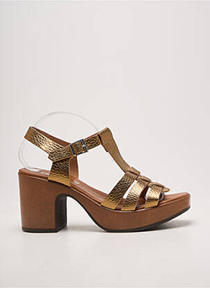 Sandale/pantofi decupați semi compensat toc de 7 la 9 cm maro REQINS femme