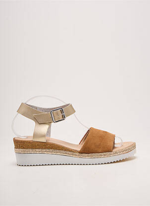 Sandale/pantofi decupați țesătură satinată toc de 4 la 6 cm auriu REQINS femme