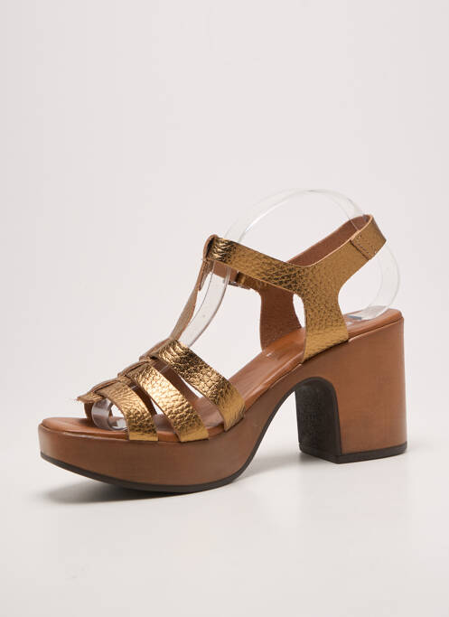 Sandale/pantofi decupați semi compensat toc de 7 la 9 cm maro REQINS femme