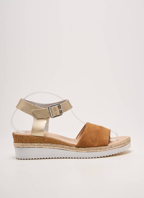 Sandale/pantofi decupați țesătură satinată toc de 4 la 6 cm auriu REQINS femme