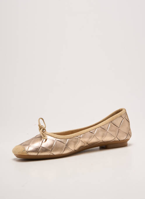 Balerine țesătură satinată toc plat până la 3 cm auriu REQINS femme