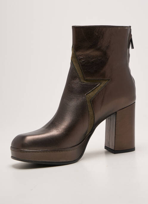 Botine/ghete țesătură satinată toc de 7 la 9 cm verde ROSEMETAL femme