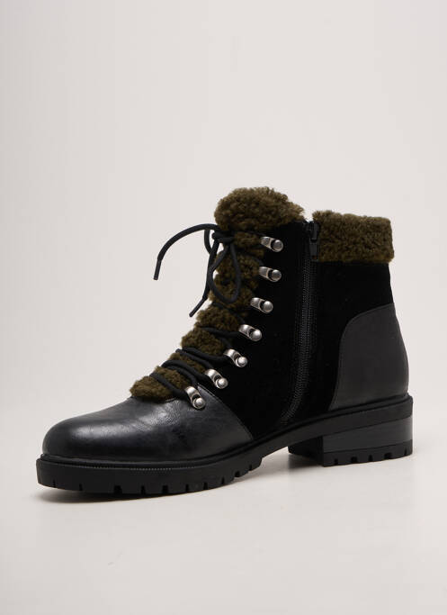 Botine/ghete închidere cu fermoar și șireturi toc plat până la 3 cm negru KARSTON femme