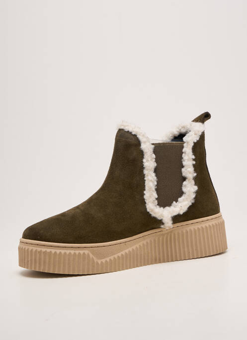 Botine/ghete vârf rotund toc de 4 la 6 cm verde COCO ET ABRICOT femme
