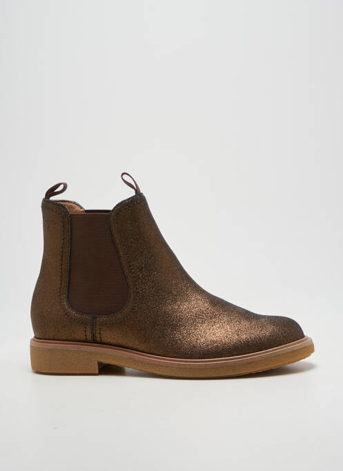Botine/ghete țesătură satinată toc plat până la 3 cm maro EMILIE KARSTON femme
