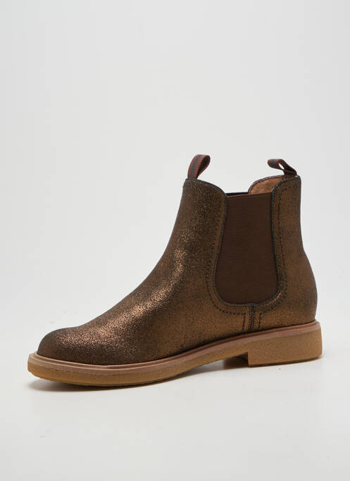 Botine/ghete țesătură satinată toc plat până la 3 cm maro EMILIE KARSTON femme