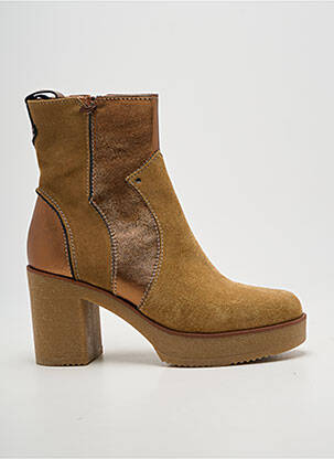 Botine/ghete țesătură satinată toc de 7 la 9 cm maro ROSEMETAL femeie