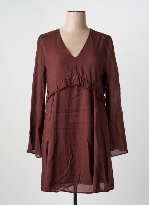 Rochie scurtă croială evazată mâneci lungi maro LILI & LALA femme