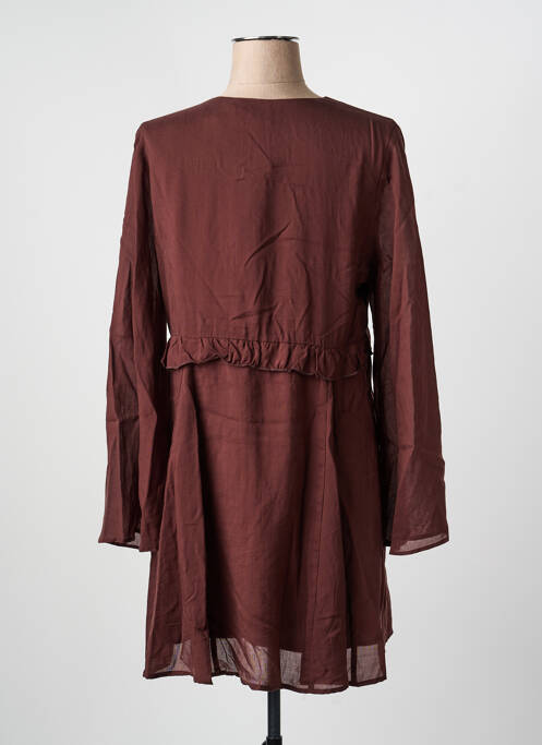 Rochie scurtă croială evazată mâneci lungi maro LILI & LALA femme