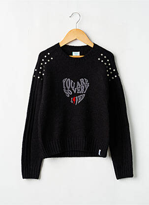 Pulover strânsă pe partea de jos mâneci lungi negru BOBOLI fille