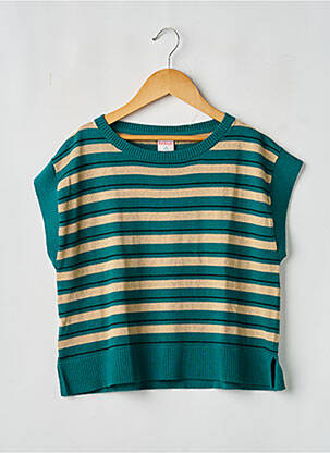 Pulover croială dreaptă mâneci scurte verde BOBOLI fille