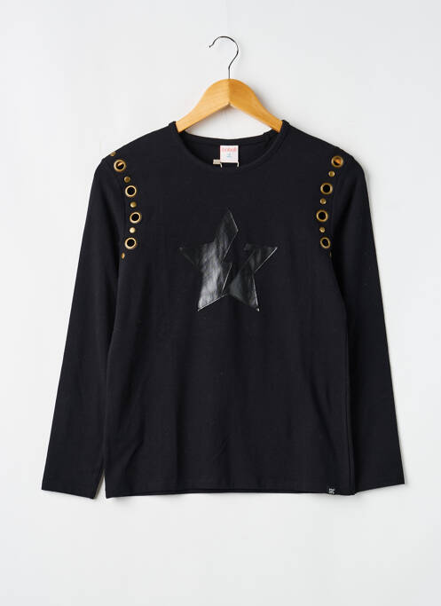 Tricou croială cambrată mâneci lungi negru BOBOLI fille