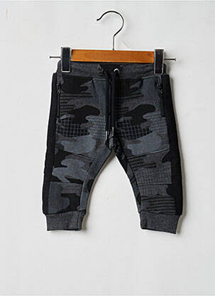 Pantalon drept închidere cu legături de legat talie elastică negru BOBOLI băiat