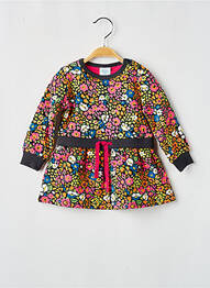 Rochie scurtă imprimeu fantezie mâneci lungi negru BOBOLI fille
