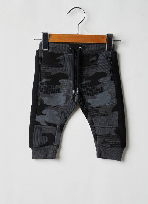 Pantalon drept închidere cu legături de legat talie elastică negru BOBOLI garcon