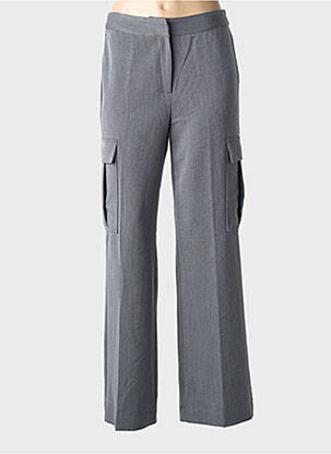 Pantalon larg țesătură poplin mărime normală gri BROADWAY femeie