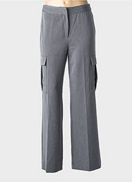 Pantalon larg țesătură poplin mărime normală gri BROADWAY femme