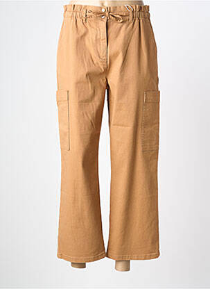 Pantalon larg închidere cu fermoar sub clapetă cu nasturi mărime normală maro C'EST BEAU LA VIE femme