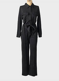 Salopetă-pantalon guler de bluză mâneci lungi negru DEELUXE femme