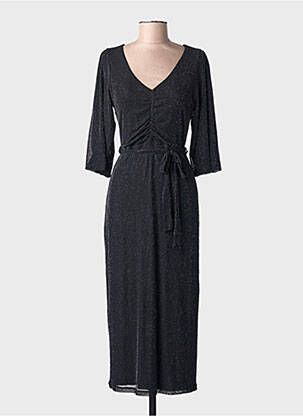 Rochie lungă croială cambrată mâneci 3/4 negru GARCIA femeie