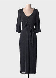 Rochie lungă croială cambrată mâneci 3/4 negru GARCIA femme