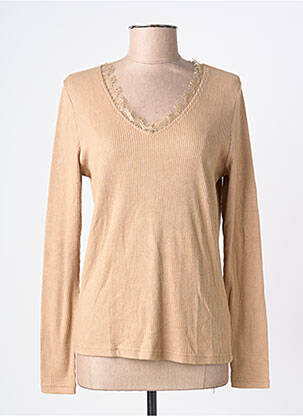 Pulover croială cambrată mâneci lungi maro ÉTYMOLOGIE femme