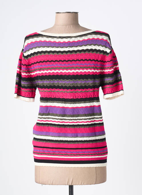 Tricou guler în v mâneci scurte roz MORGAN femme