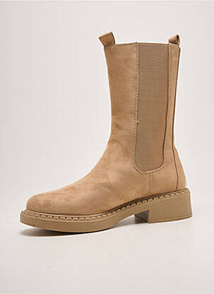 Botine/ghete toc mic toc de 4 la 6 cm bej DEELUXE femeie
