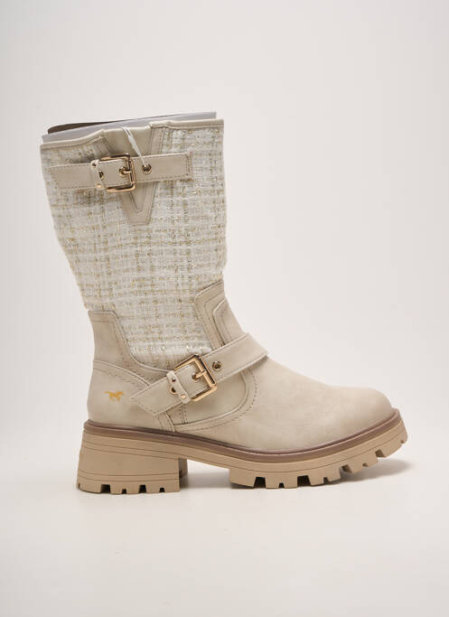 Cizme țesătură satinată toc de 4 la 6 cm bej MUSTANG femme