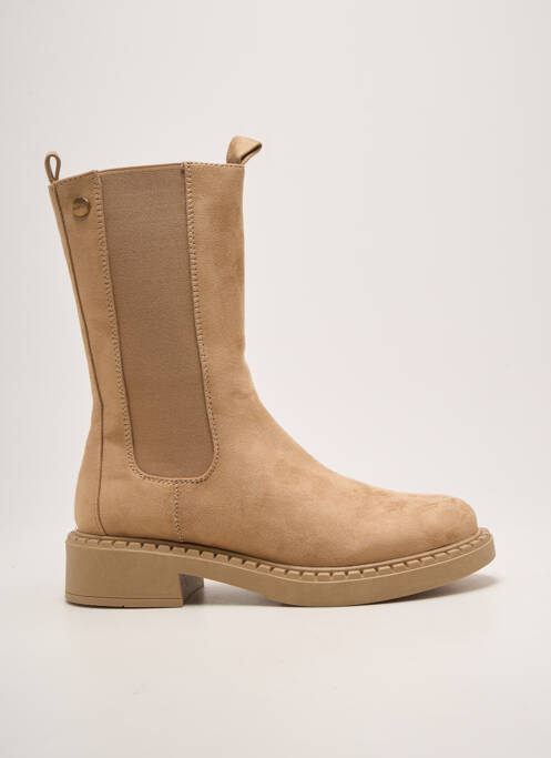 Botine/ghete toc mic toc de 4 la 6 cm bej DEELUXE femme