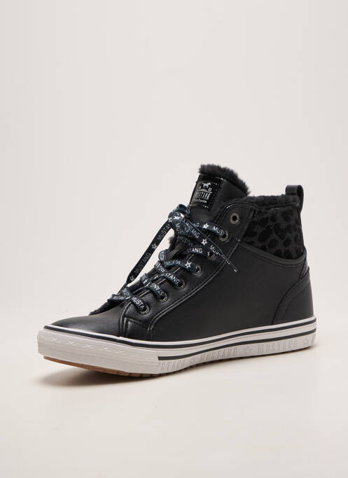 Adidași închidere cu fermoar și șireturi toc plat până la 3 cm negru MUSTANG femme