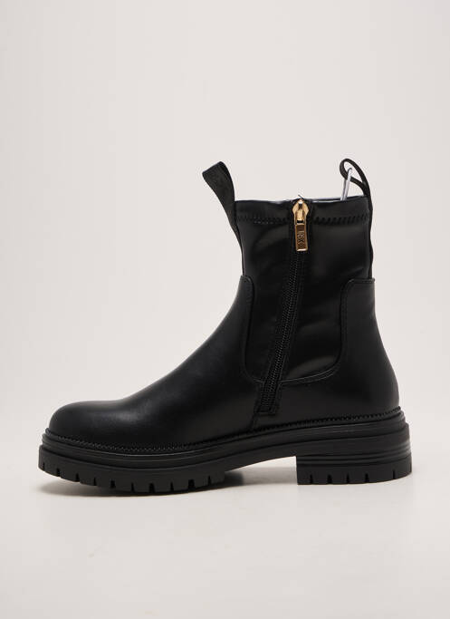 Botine/ghete țesătură satinată toc plat până la 3 cm negru XTI femme