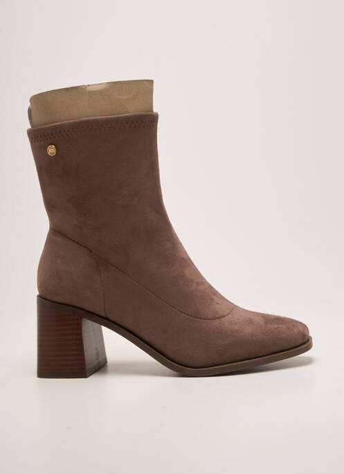 Botine/ghete toc pătrat toc de 7 la 9 cm maro XTI femme