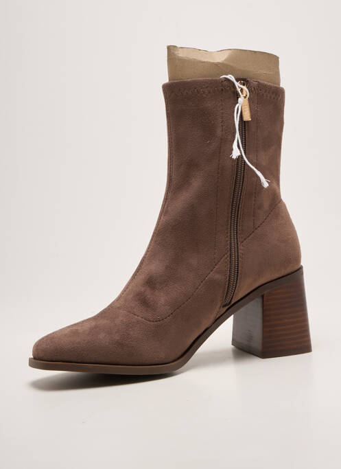 Botine/ghete toc pătrat toc de 7 la 9 cm maro XTI femme
