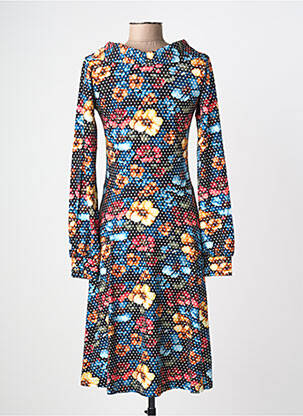 Rochie midi imprimeu floral mâneci lungi negru MARGOT femeie