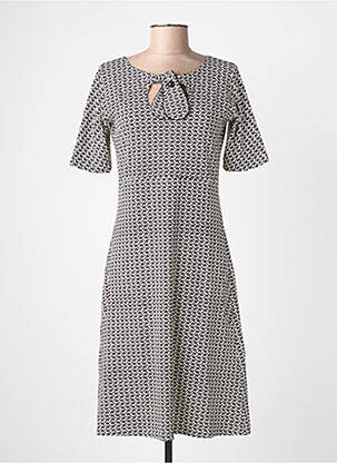 Rochie midi imprimeu fantezie mâneci scurte bej MARGOT femme