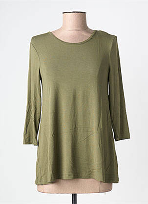 Tricou elasticitate mâneci 3/4 verde închis BY BASICS femme