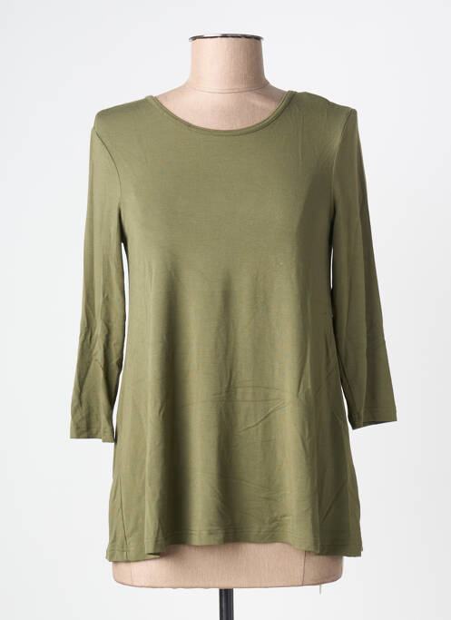 Tricou elasticitate mâneci 3/4 verde închis BY BASICS femme
