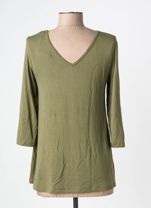 Tricou elasticitate mâneci 3/4 verde închis BY BASICS femme