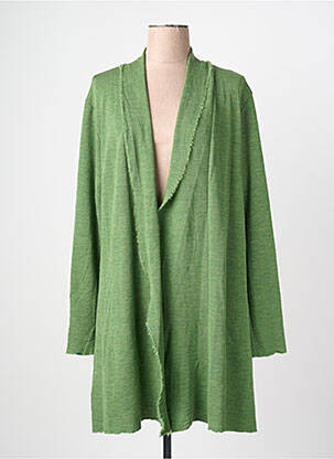 Vestă cu mâneci lungi guler șal verde BY BASICS femeie