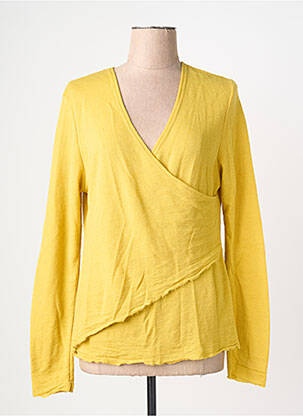 Top elasticitate mâneci lungi galben BY BASICS femeie