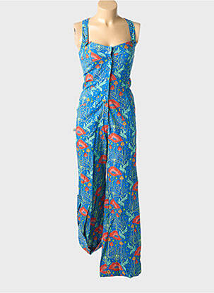 Salopetă-pantalon închidere cu nasturi pe față fără mâneci albastru KALI YOG femeie