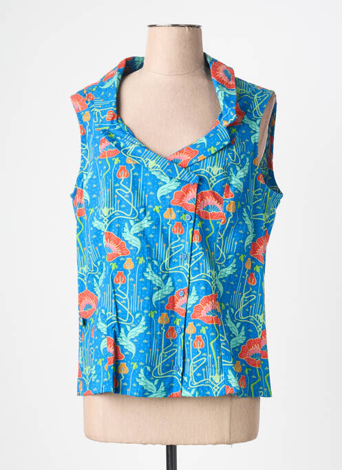 Cămașă imprimeu floral fără mâneci albastru KALI YOG femme