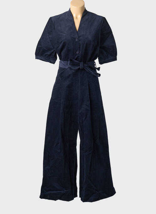 Salopetă-pantalon închidere cu nasturi pe față mâneci scurte albastru EMILYANDFIN femme