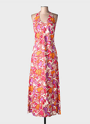 Rochie lungă imprimeu fantezie fără mâneci roz KALI YOG femme