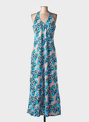 Rochie lungă imprimeu fantezie fără mâneci albastru KALI YOG femme