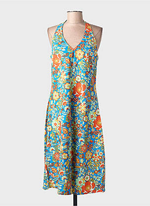 Rochie midi imprimeu fantezie fără mâneci albastru BLA-BLA femme