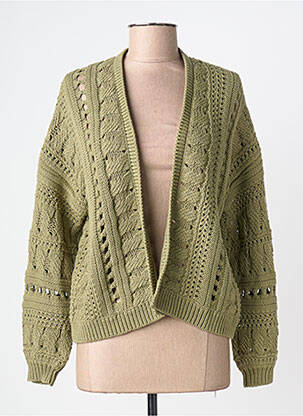 Vestă cu mâneci lungi tricotaj din plasă verde WHITE STUFF femme